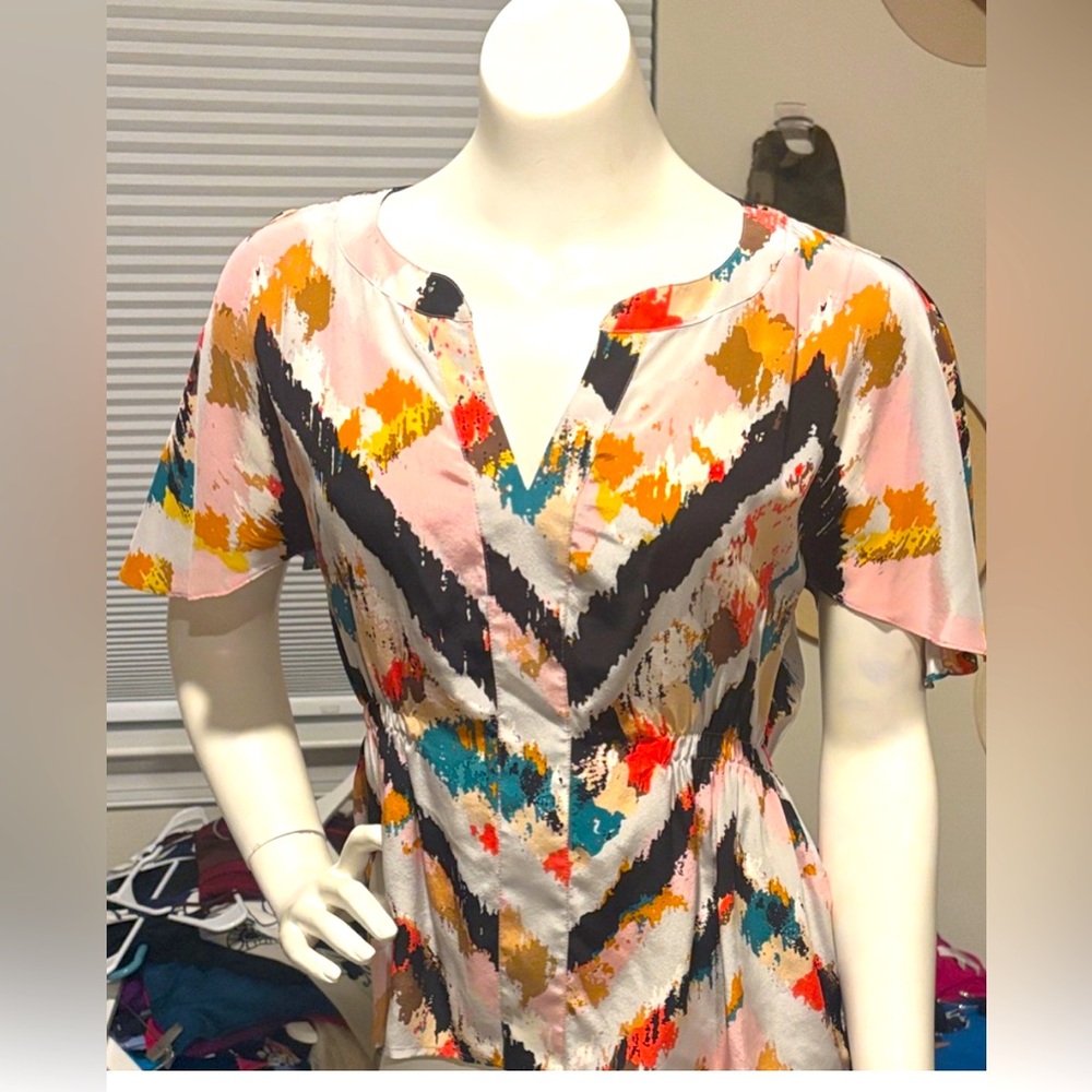 BCBG MAXAZRIA Colorful Chevron Patterned Top XS